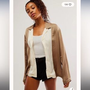 DONNI x Madewell Silky Bowling Shirt Mushroom